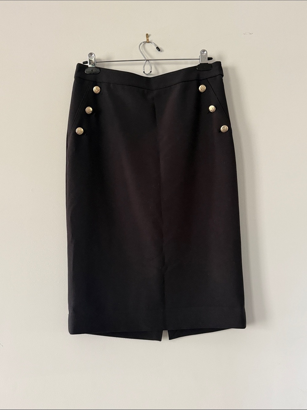The Limited Black Pencil Skirt with Gold Buttons